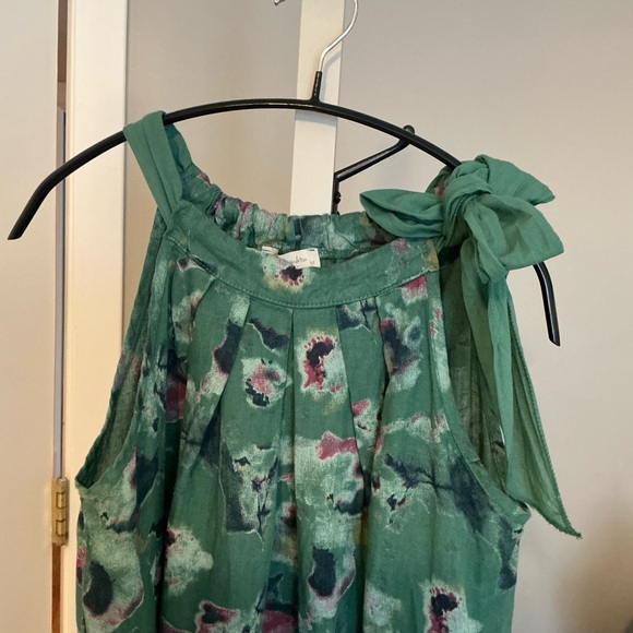 Abstract floral green sleeveless dress - Picture 3 of 6